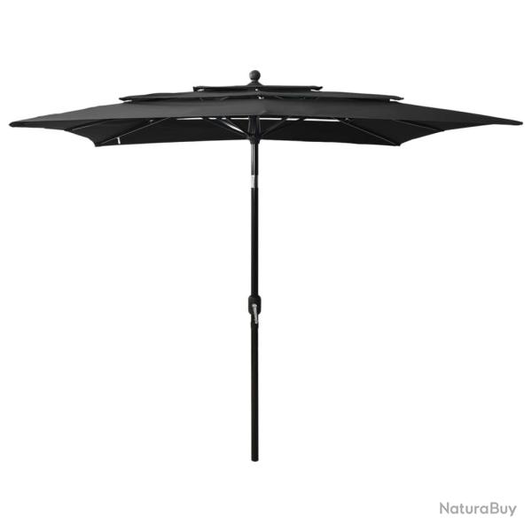 Parasol de jardin � 3 niveaux avec m�t en aluminium noir