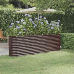 Lit sur&eacute;lev&eacute; de jardin Acier enduit de poudre marron