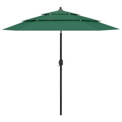 Parasol de jardin &agrave; 3 niveaux avec m&acirc;t en aluminium vert 2,5 m