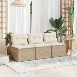 Canap&eacute;s de jardin sans accoudoirs avec coussins 2 pcs beige