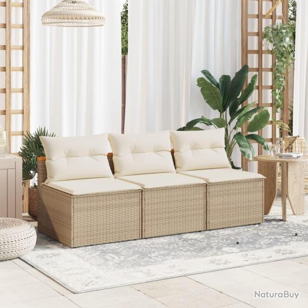 Canap�s de jardin sans accoudoirs avec coussins 2 pcs beige