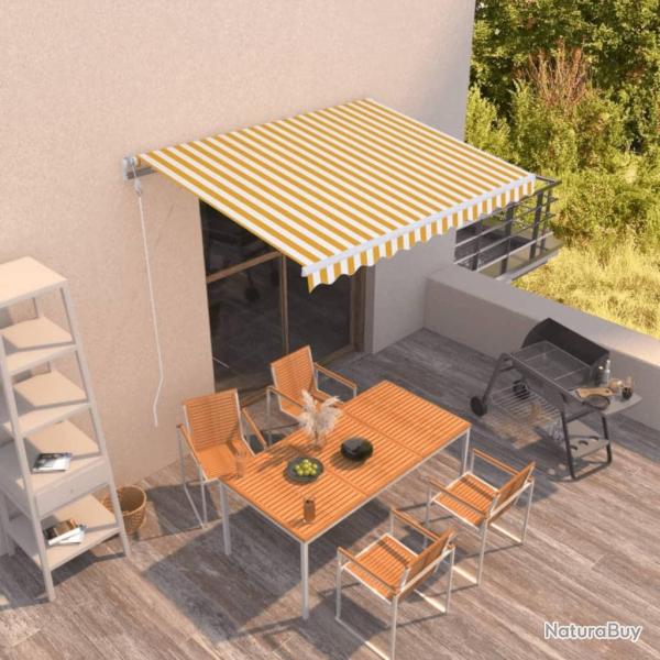 Auvent r�tractable automatique 350x250 cm Jaune et blanc