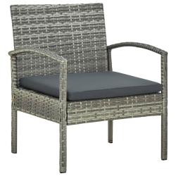 Chaise de jardin avec coussin R&eacute;sine tress&eacute;e Gris