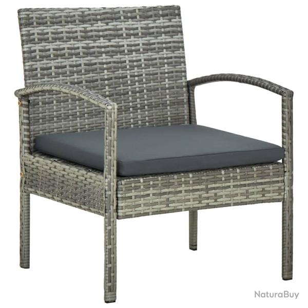 Chaise de jardin avec coussin R�sine tress�e Gris