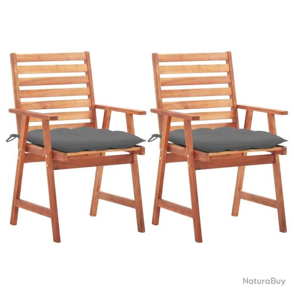 Chaises � manger d'ext�rieur lot de 2 et coussins Acacia massif