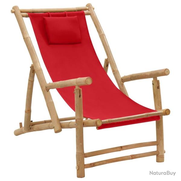 Chaise de terrasse Bambou et toile Rouge