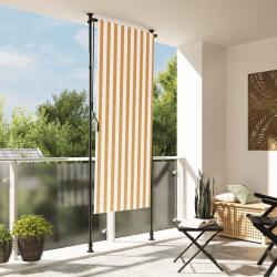 Store roulant d'ext&eacute;rieur orange et blanc 100x270cm tissu acier