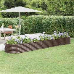 Lit sur&eacute;lev&eacute; de jardin Acier enduit de poudre marron
