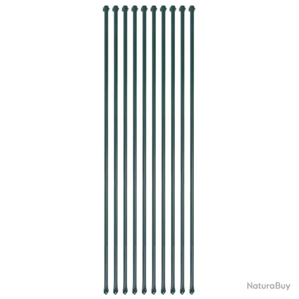 Poteau de jardin 10 pcs 1,5 m M�tal Vert