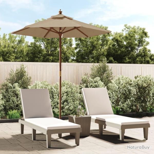 Parasol de jardin avec m�t en bois taupe 196x231 cm