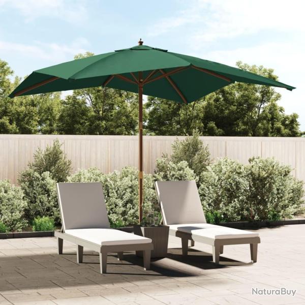 Parasol de jardin avec m�t en bois vert 300x300x273 cm