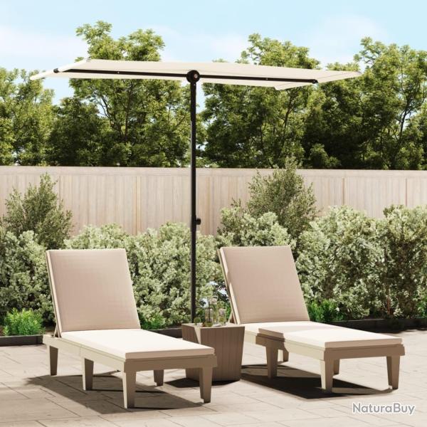 Parasol de jardin avec m�t en aluminium 180x110 cm blanc sable