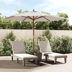 Parasol de jardin avec m&acirc;t en bois sable 299x240 cm