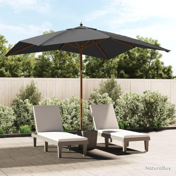 Parasol de jardin avec m�t en bois anthracite 300x300x273 cm