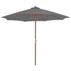 Parasol d'ext&eacute;rieur avec m&acirc;t en bois 300 cm anthracite