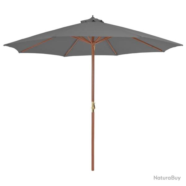 Parasol d'ext�rieur avec m�t en bois 300 cm anthracite