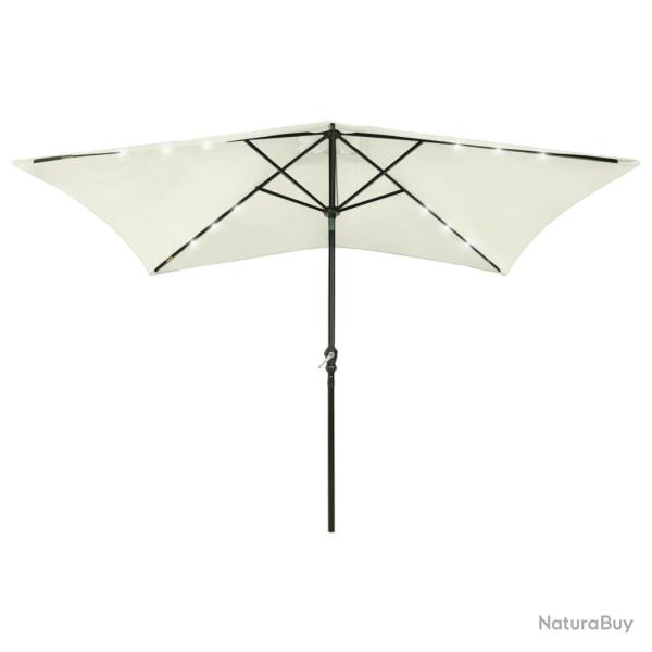 Parasol de jardin avec LED et m�t en acier sable 2x3 m