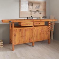 &Eacute;tabli avec tiroirs et &eacute;taux 192x62x83 cm Bois massif d'acacia