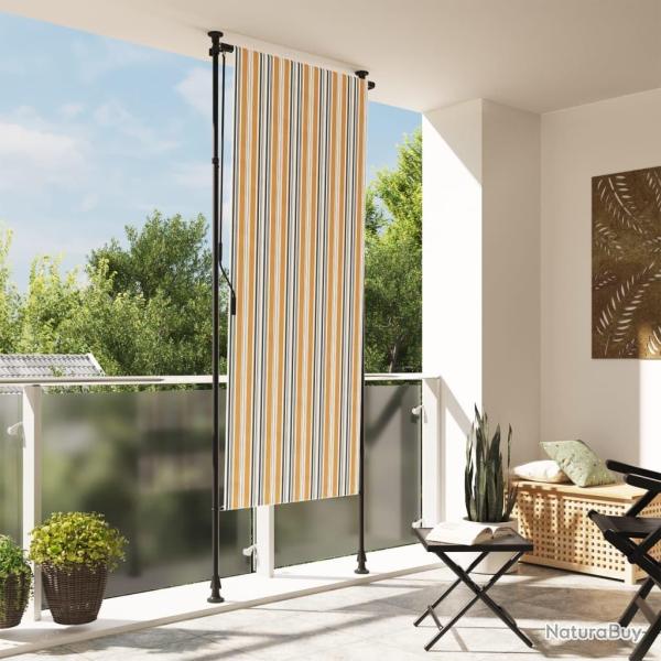 Store roulant d'ext�rieur jaune et blanc 120x270 cm tissu acier
