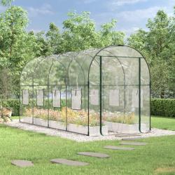 Serre Transparent 160x400x190 cm PVC et acier enduit de poudre