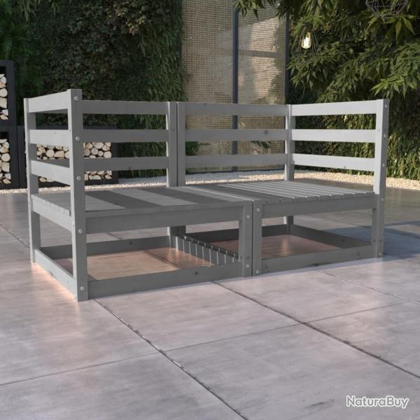 Canap� � 2 places de jardin Gris Bois de pin solide