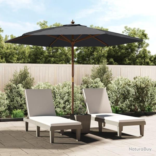 Parasol de jardin avec m�t en bois noir 299x240 cm