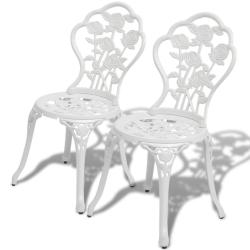 Chaises de bistro lot de 2 Aluminium coul&eacute; Blanc