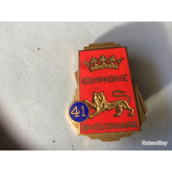 VENDU PAR LE-CUIRASSIER INSIGNE 41 EME COMPAGNIE DIVISIONNAIRE LR PARIS G 2132