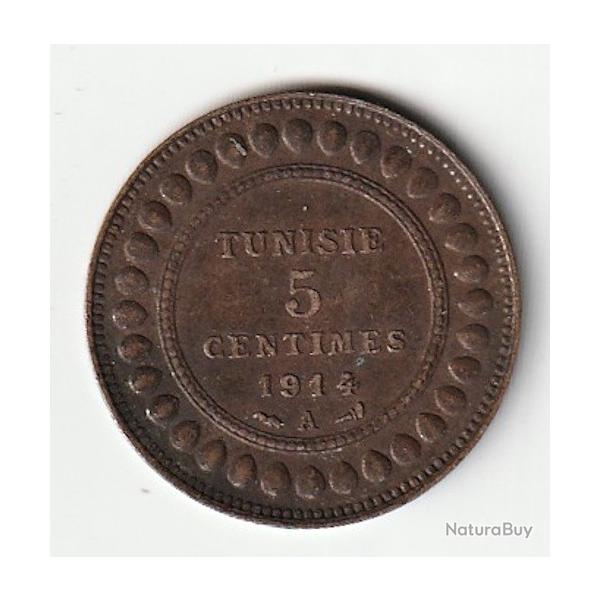Pi�ce de Monnaie TUNISIE - PROTECTORAT FRAN�AIS 5 Centimes 1914 Paris