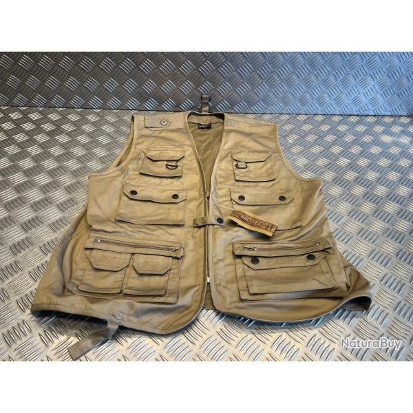 Veste gilet sans manche reporter kaki 14 poches coyote mil-tec 10701104 taille m neuf