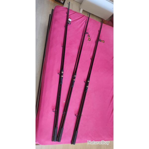 Lot de 3 cannes a carpe avec moulinet