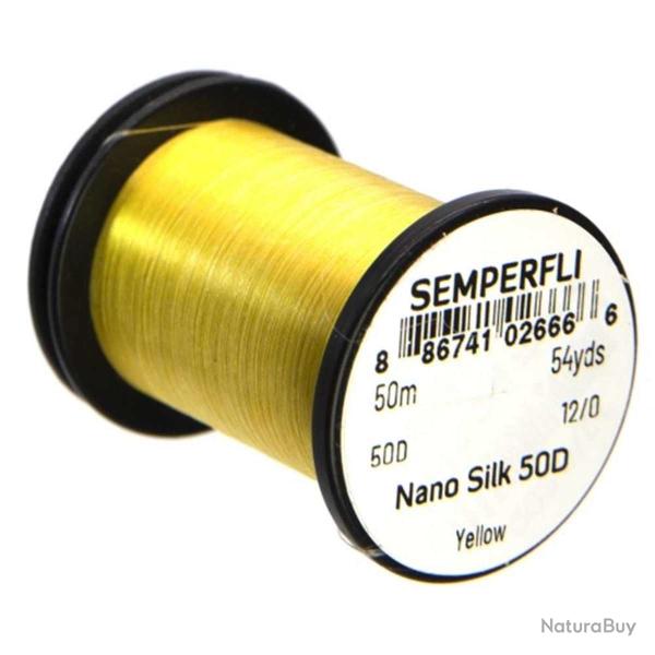 fil montage mouche semperfli Nano Silk 50D 12/0 jaune
