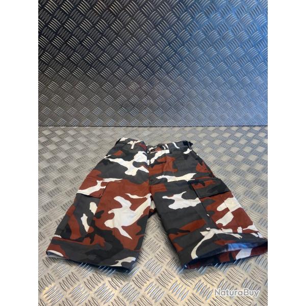 short bermuda mil-tec camo rouge neuf taille enfant 152 l 12ans