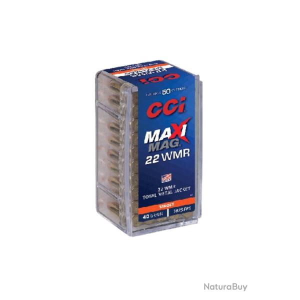 50 MUNITIONS CCI CALIBRE 22WMR Maxi Mag TMJ 40 Grains - 1 Boite de 50