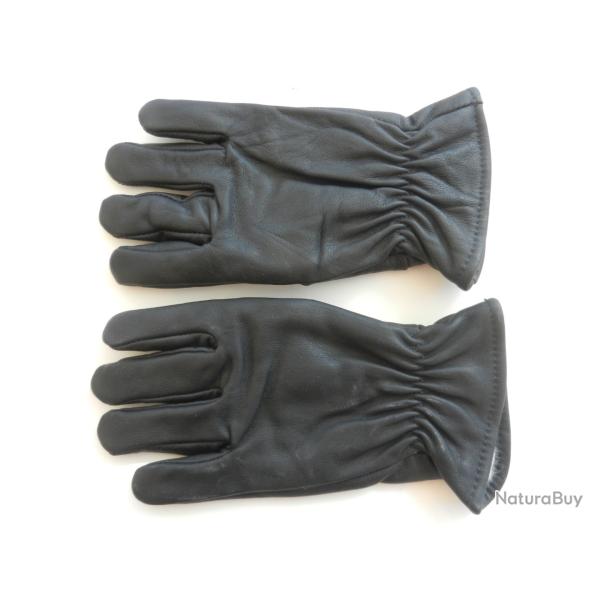 paire de gants militaires fourr�s en cuir noir taille 7