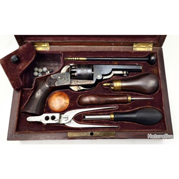 REVOLVER HOULLIER BLANCHARD BREVET� � PARIS EN CASSETTE OUTILS RECHARGEMENT CALIBRE 31 VERS 1855 - F