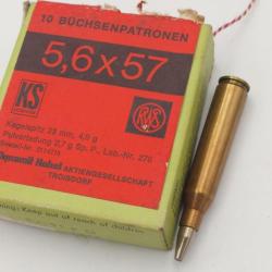 5,6X57 BOITE DE 10 CARTOUCHES RWS CALIBRE 5.6 X 57 4.8g 74 grains Categorie C Neuf