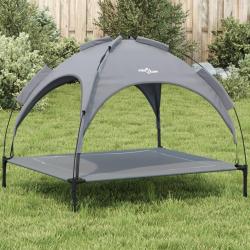 Lit pour chien avec auvent anthracite tissu Oxford et acier