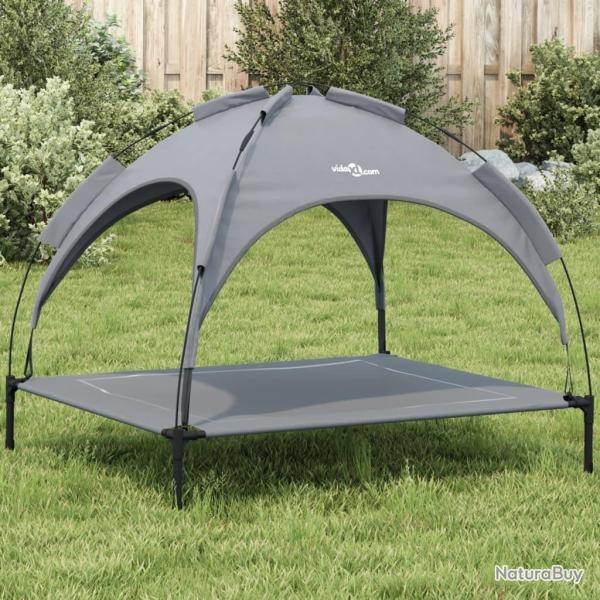 Lit pour chien avec auvent anthracite tissu Oxford et acier