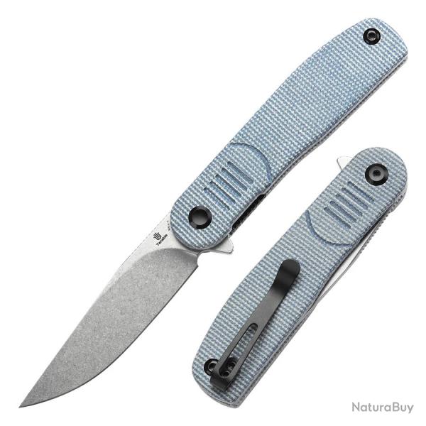 Couteau Pliant Tenable Einar Blue Lame Acier Nitro-V SW Manche Micarta Bleu Liner Lock Clip T2072A2