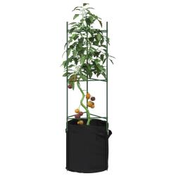 Cages &agrave; tomates avec sacs &agrave; plantes 8 pcs 116 cm acier et PP