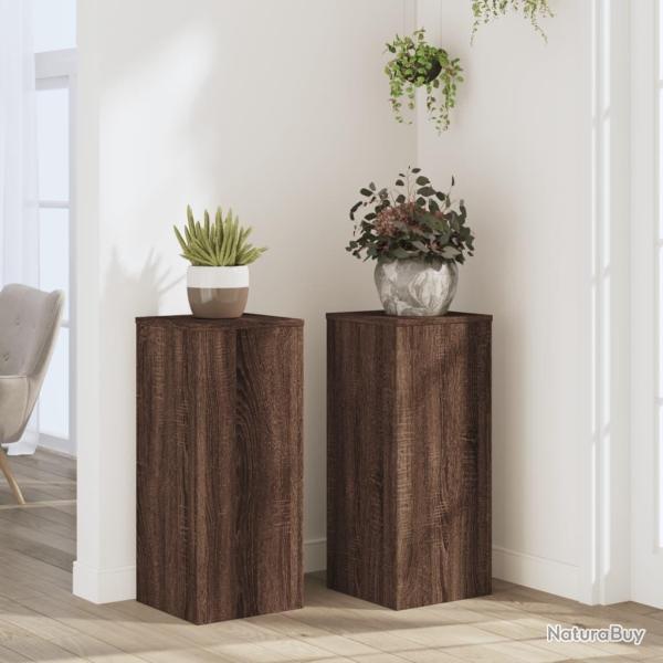 Supports pour plantes 2 pcs chne marron bois d'ingnierie