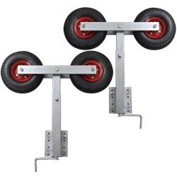Set de 2 supports &agrave; double roue inclinable remorque &agrave; bateau