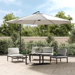 Parasol de jardin en porte-&agrave;-faux 3,5 m blanc sable