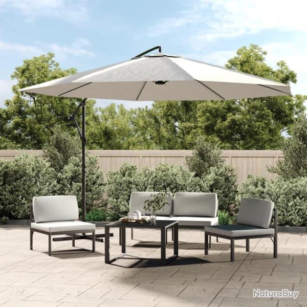 Parasol de jardin en porte--faux 3,5 m blanc sable