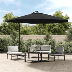 Parasol de jardin en porte-&agrave;-faux avec m&acirc;t en aluminium noir