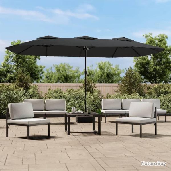 Parasol de jardin � double t�te avec LED anthracite 449x245 cm