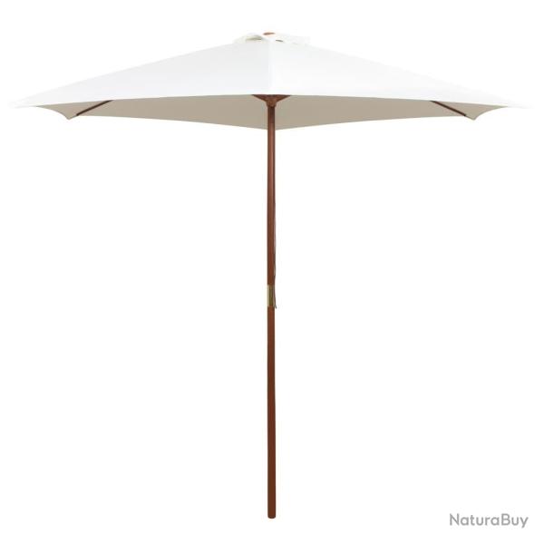 Parasol avec poteau en bois 270 x 270 cm Blanc cr�me