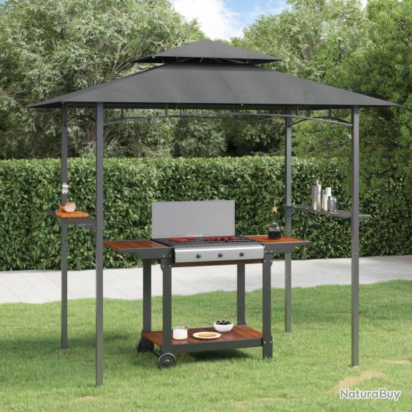 Gazebo BBQ et �tag�res lat�rales anthracite 240x150x243cm acier