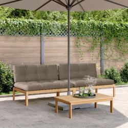 Canap&eacute;s centraux palette de jardin 2pcs et coussins bois acacia